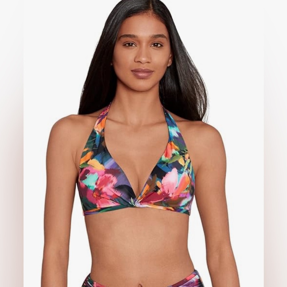 Lauren Ralph Lauren Multi-Color Floral Halter Bikini Top size 10